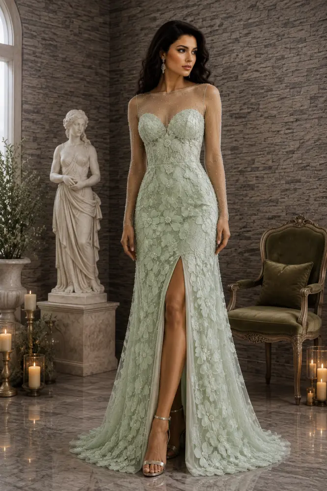 Arabella Majesty: multicolor jewel evening gown, primary view — Josephine Boutique