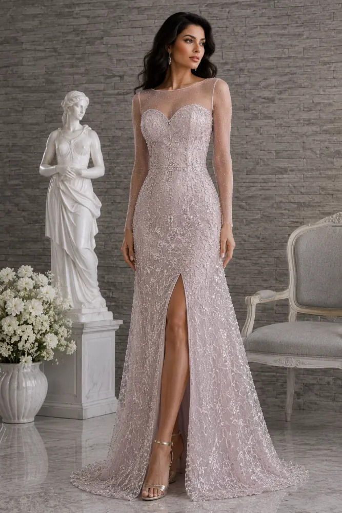 Arabella Whisper: sage green evening gown, primary view — Josephine Boutique