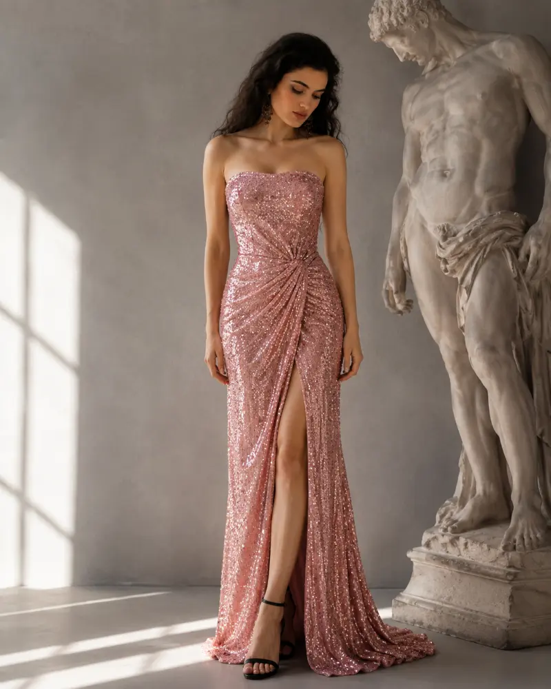 Celeste Étoile: sage green evening gown, primary view — Josephine Boutique