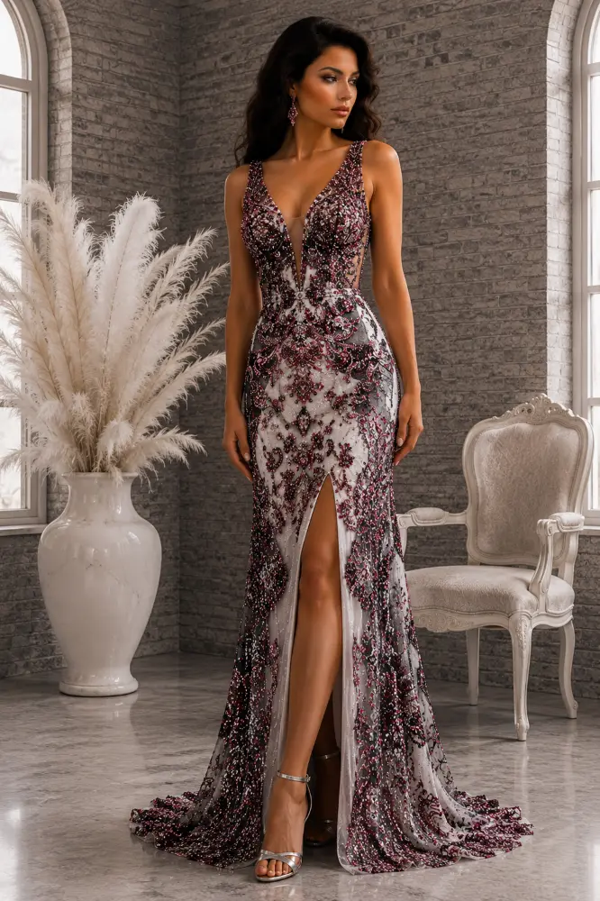 Celeste Whisper: cocoa brown evening gown, primary view — Josephine Boutique