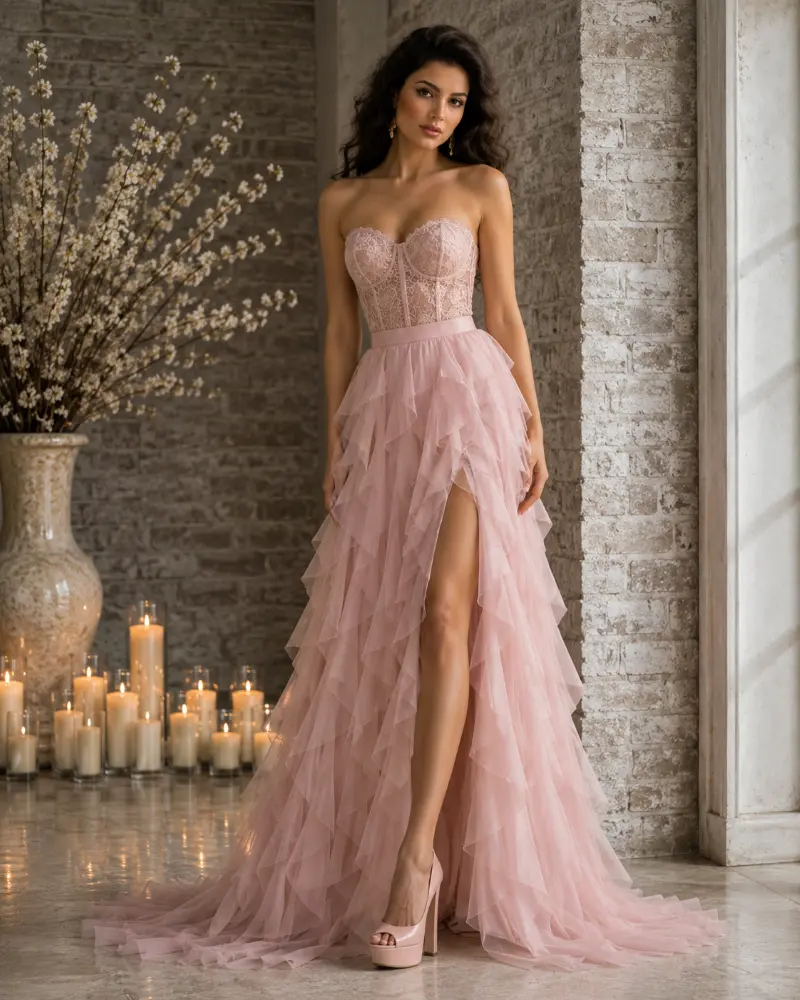 Evangeline Majesty: cocoa brown evening gown, primary view — Josephine Boutique