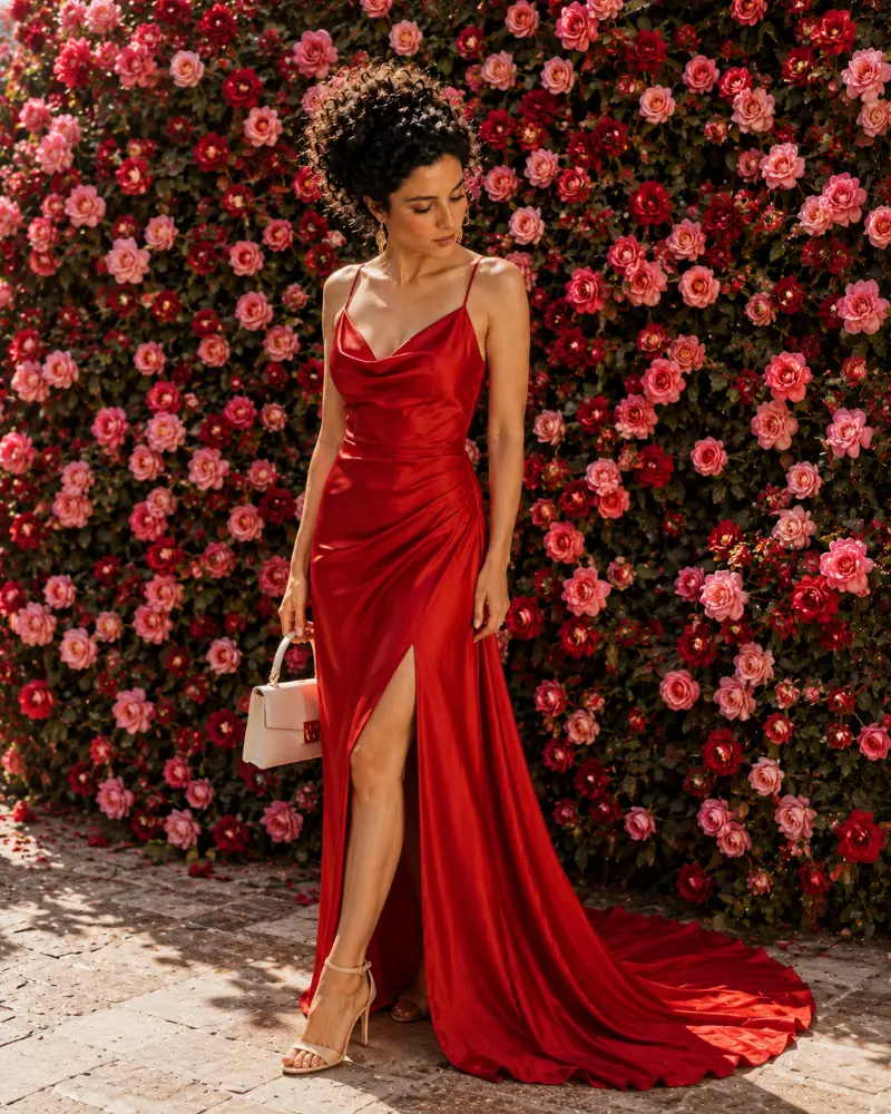 Evangeline Soleil: merlot evening gown, primary view — Josephine Boutique