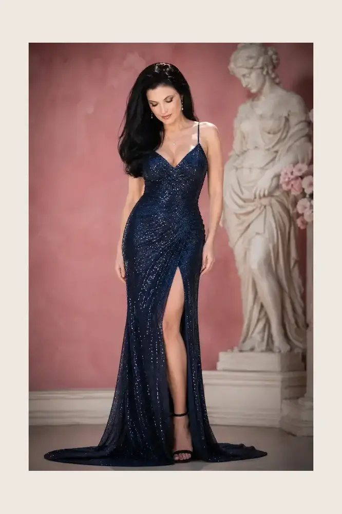 Isadora Nocturne: midnight navy evening gown, primary view — Josephine Boutique