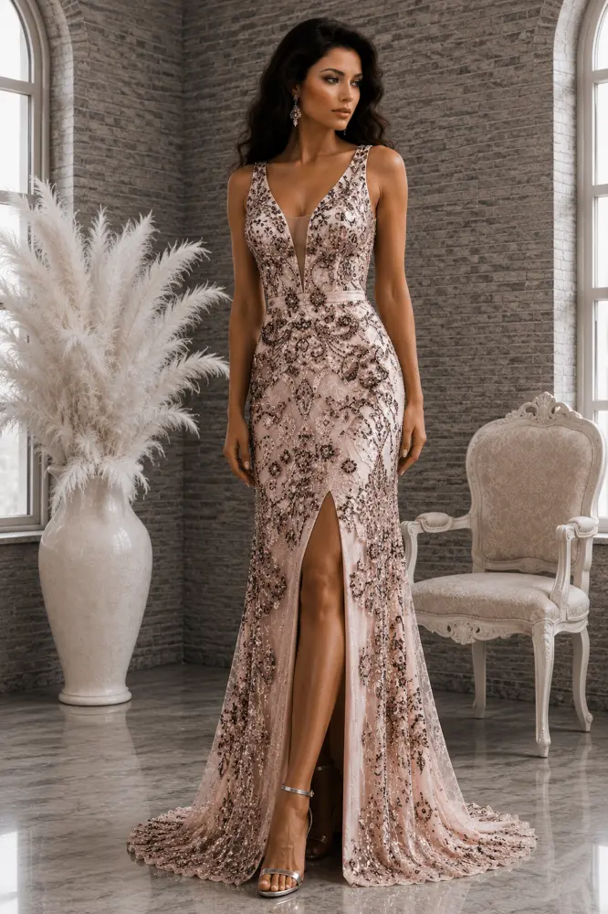 Isadora Radiance: charcoal evening gown, primary view — Josephine Boutique