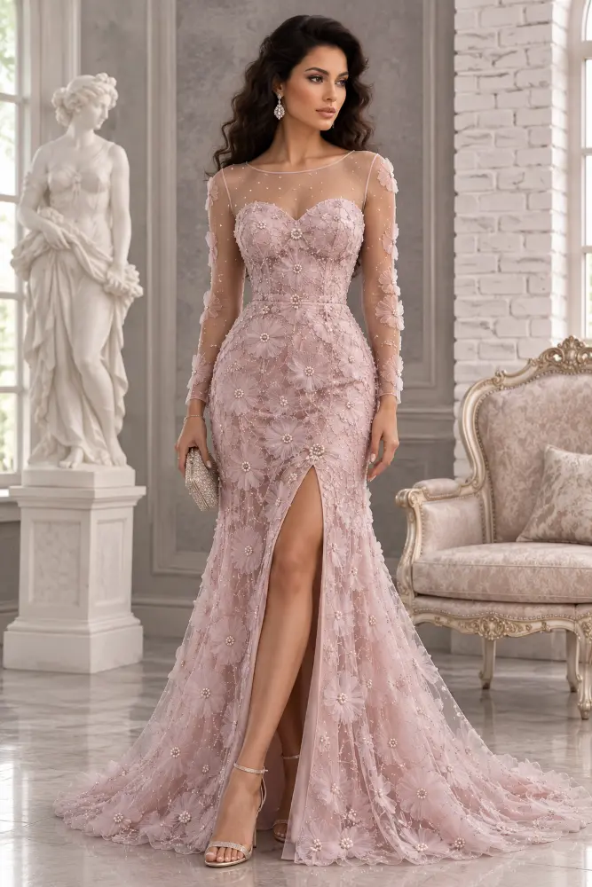 Rosalind Bellezza: blush pink evening gown, primary view — Josephine Boutique