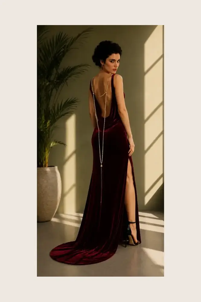 Rosalind Nocturne: cocoa brown evening gown, primary view — Josephine Boutique