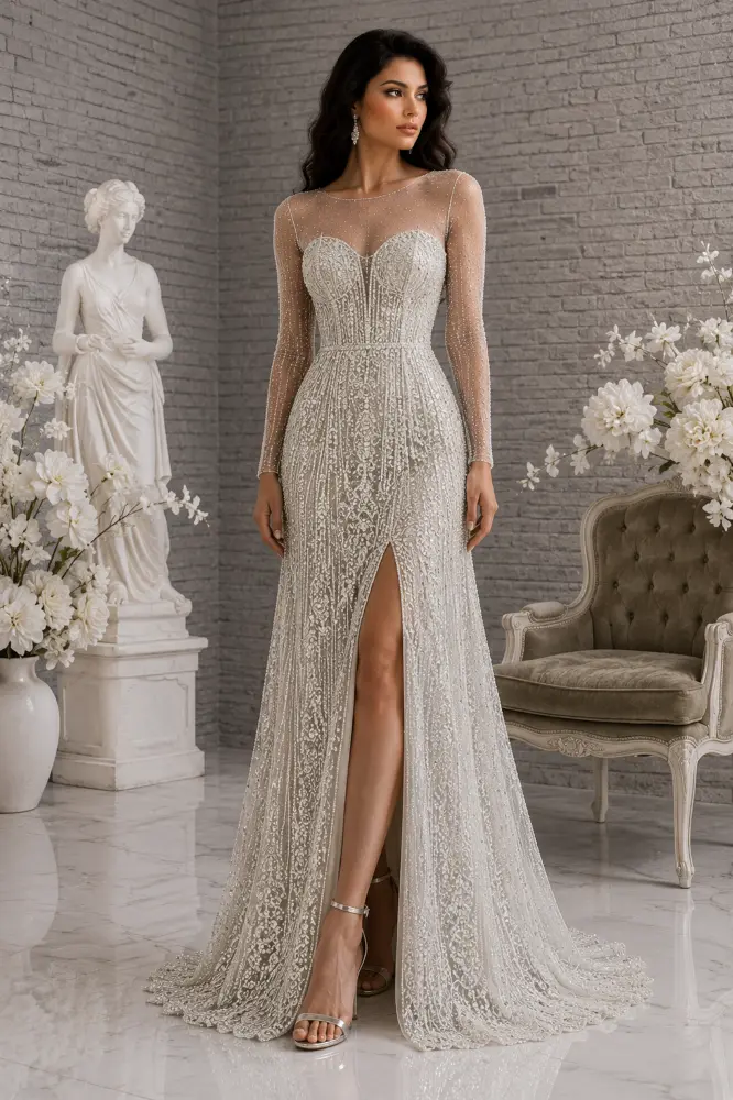 Rosalind Whisper: sage green evening gown, primary view — Josephine Boutique