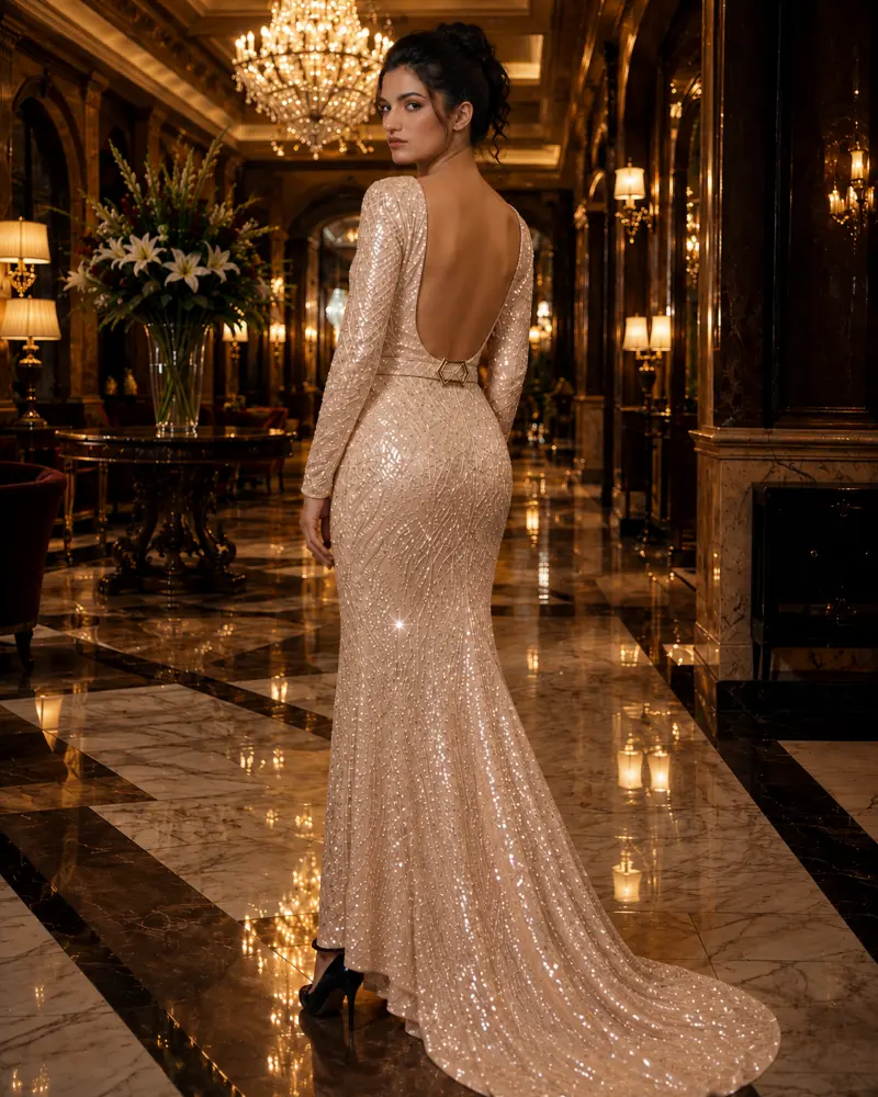 Seraphina Mirage: cocoa brown evening gown, primary view — Josephine Boutique