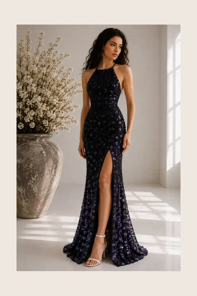 Valentina Nocturne: sage green evening gown, primary view — Josephine Boutique