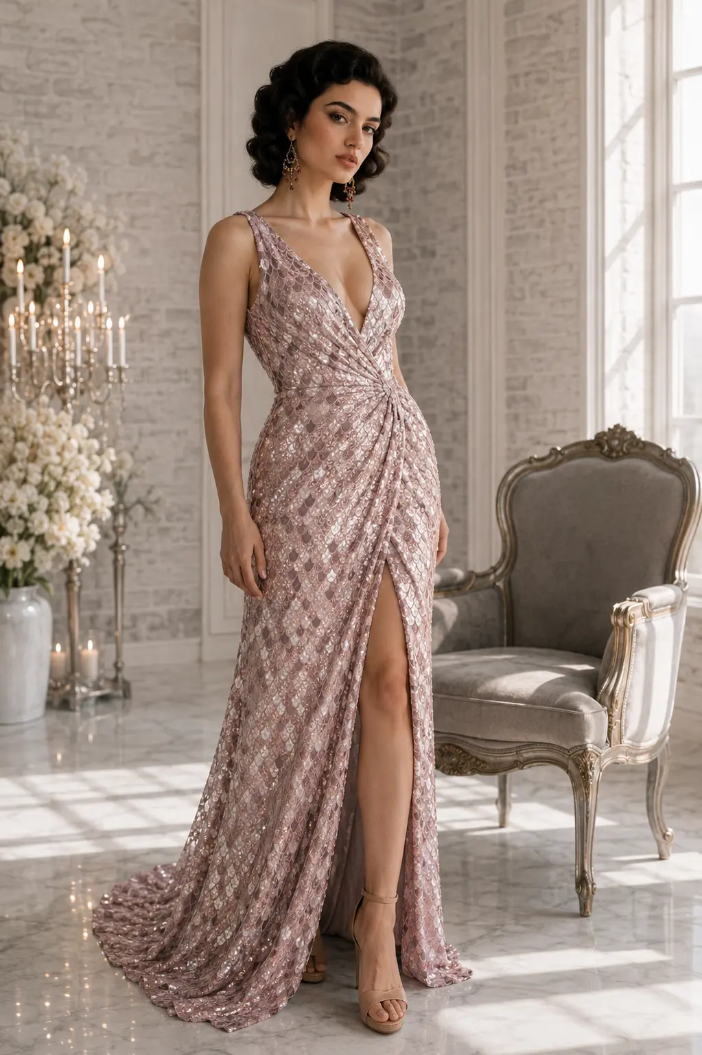Valentina Opulence: blush rose evening gown, primary view — Josephine Boutique