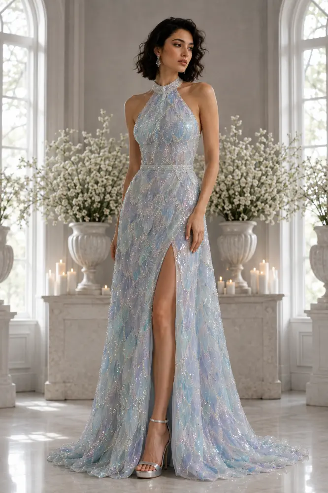 Valentina Radiance: sage green evening gown, primary view — Josephine Boutique