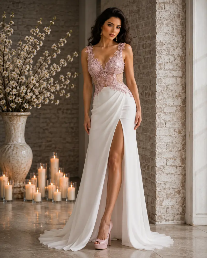 Vivienne Velours: multicolor jewel evening gown, primary view — Josephine Boutique